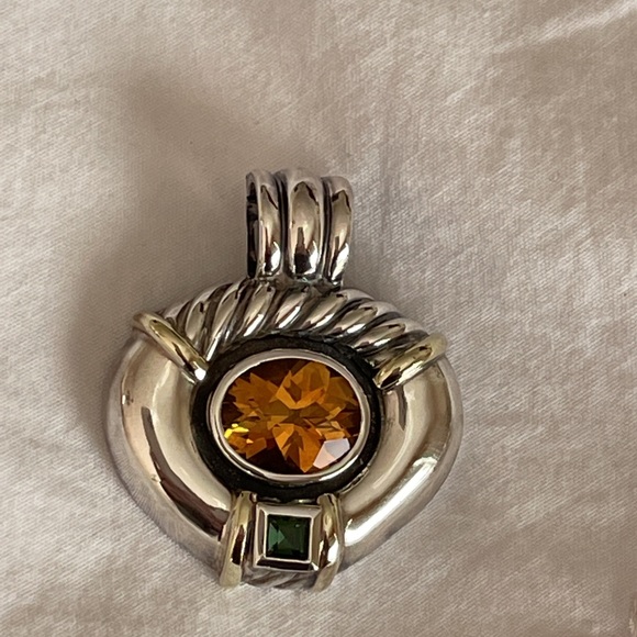 David Yurman cable necklace with citrine and peridot enhancer - Picture 7 of 7